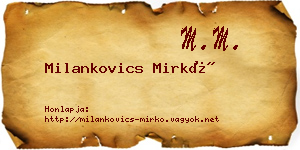 Milankovics Mirkó névjegykártya